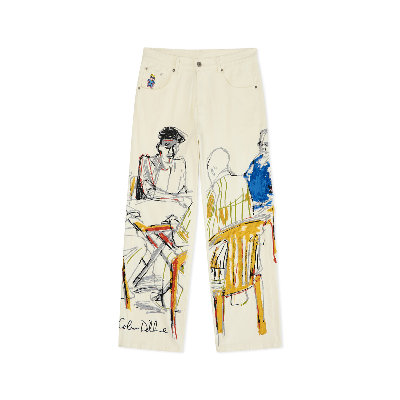 Dominos Embroidery Jeans [Cream]