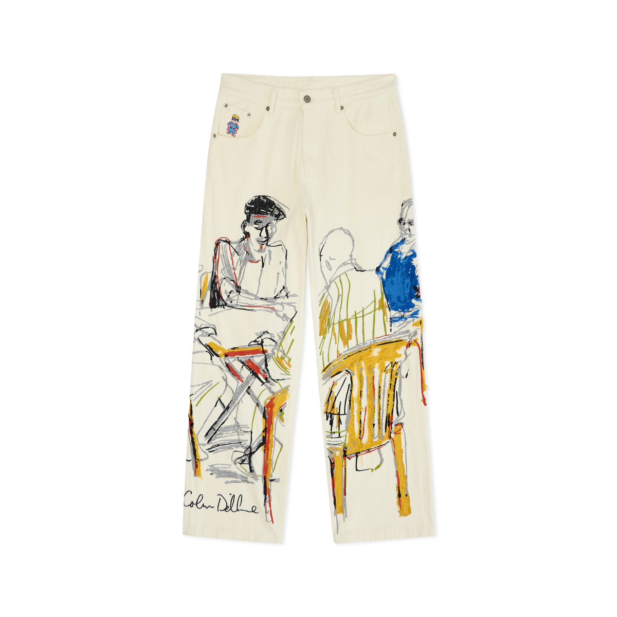 Dominos Embroidery Jeans [Cream]
