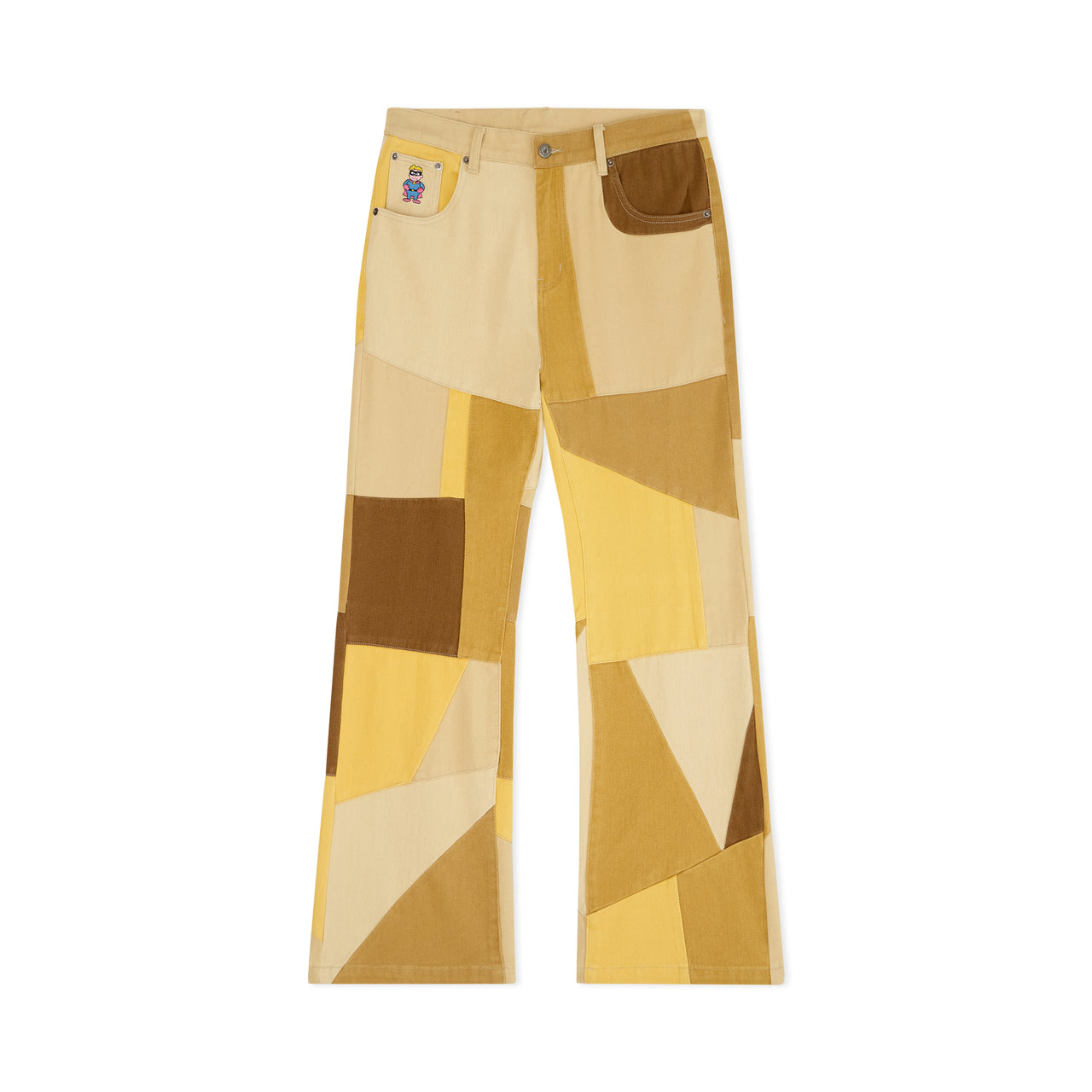Geometric Patchwork Flare Pants [Yellow]