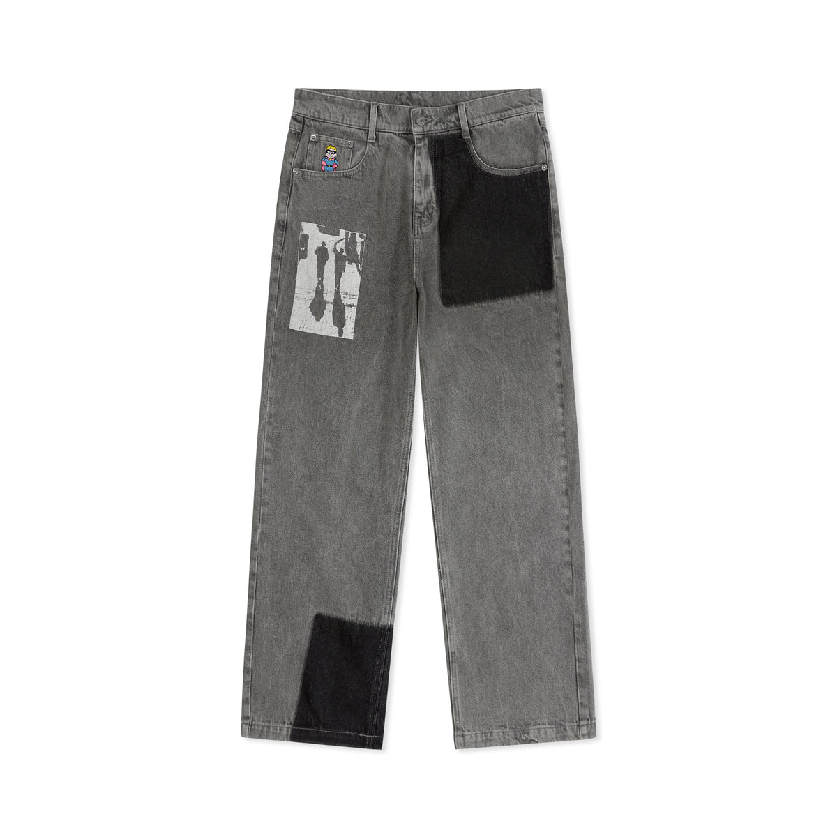 Sun Faded Denim Running Man Jeans [Gray] - KidSuper