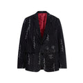 Embroidered KS Pinstripe Suit Top [Black]