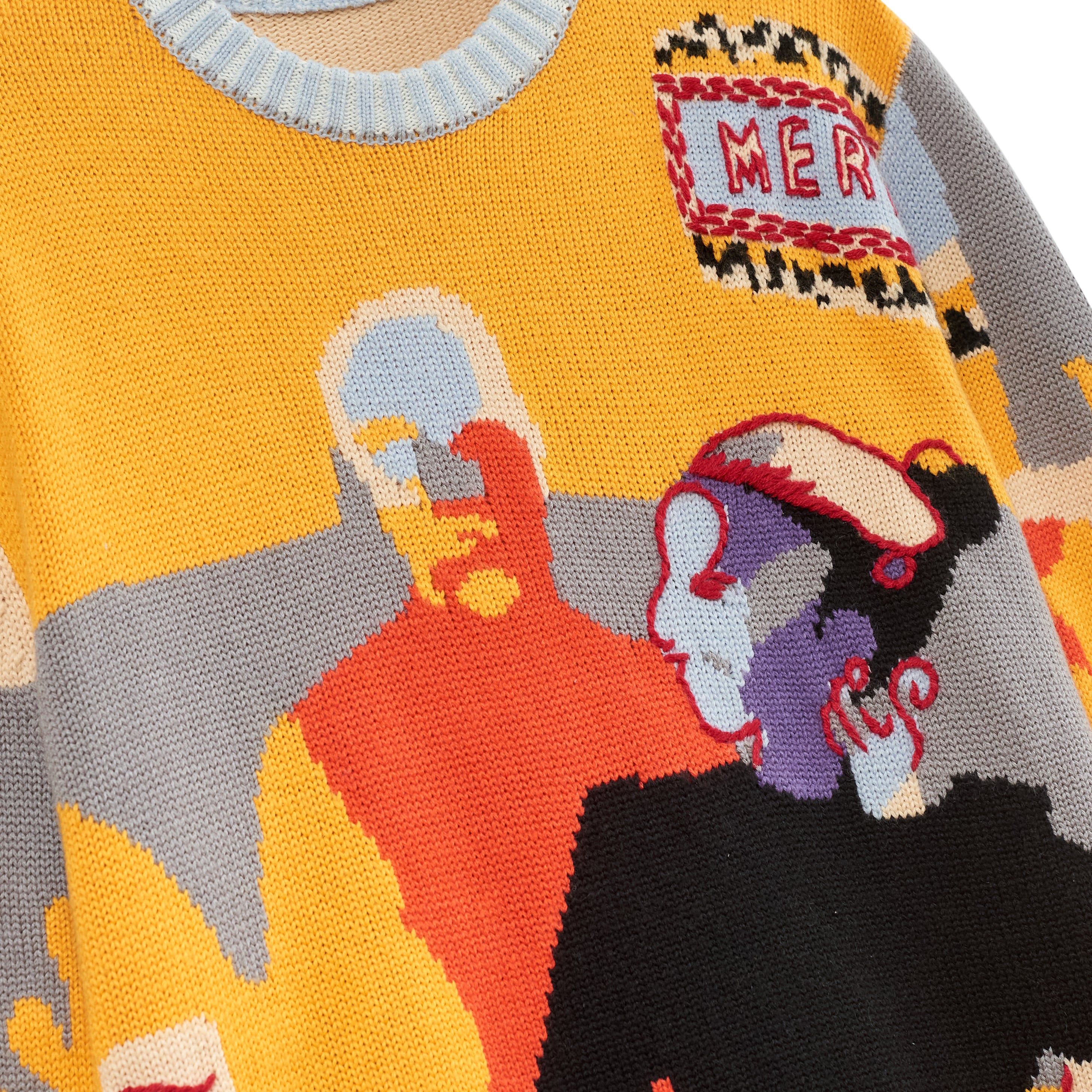 One Last Drink Hand Embroidered Sweater [Yellow]