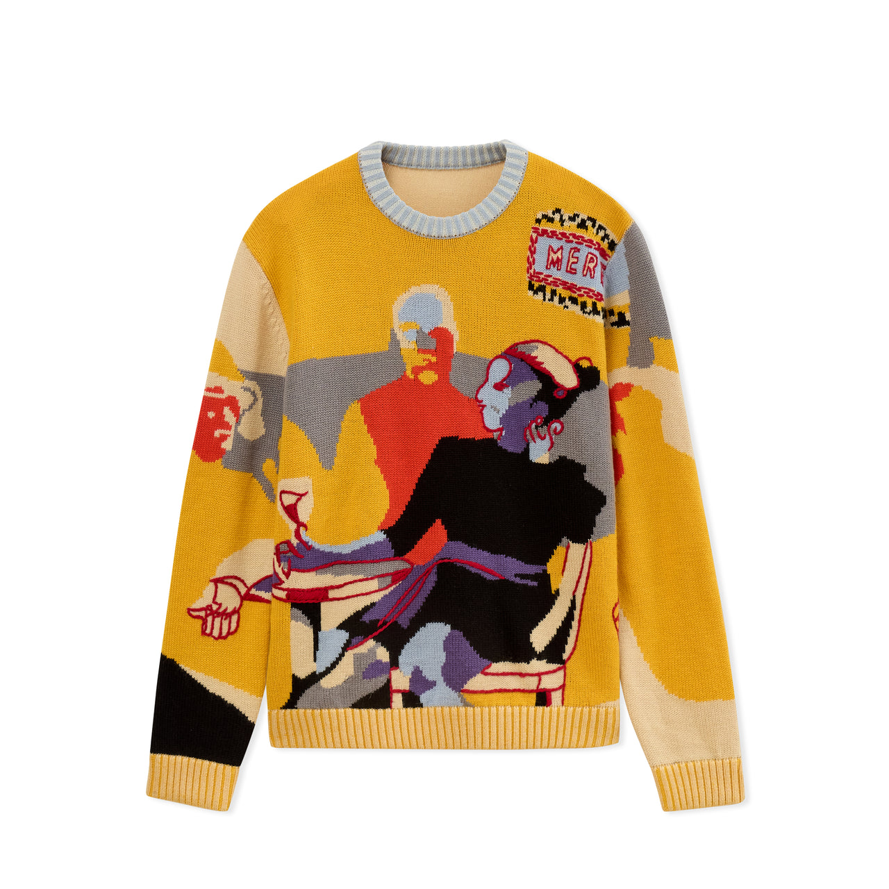 One Last Drink Hand Embroidered Sweater [Yellow]