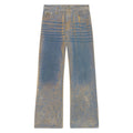Face Floral Flocked Denim Jean [Brown / Blue]