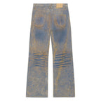 Face Floral Flocked Denim Jean [Brown / Blue]