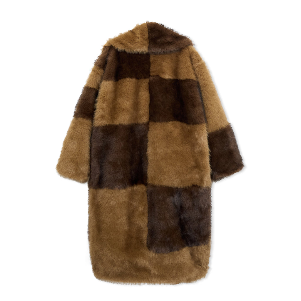Patchwork Fur Coat [Multi/Brown]