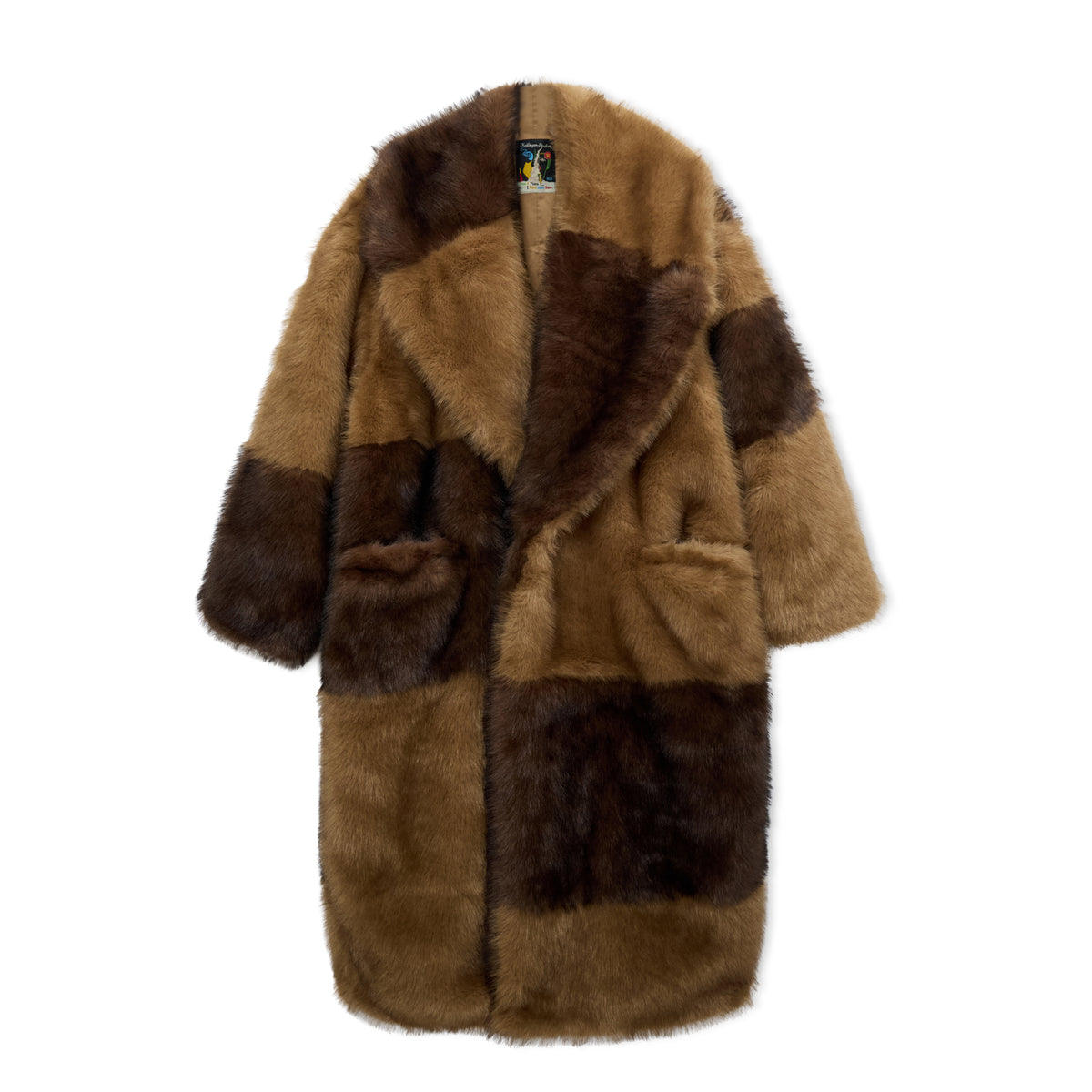 Patchwork Fur Coat [Multi/Brown]