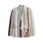 Striped Face Patchwork Suit Top [Gray]