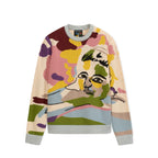 Hand Embroidered Jacquard Girl Face Sweater [Multi]