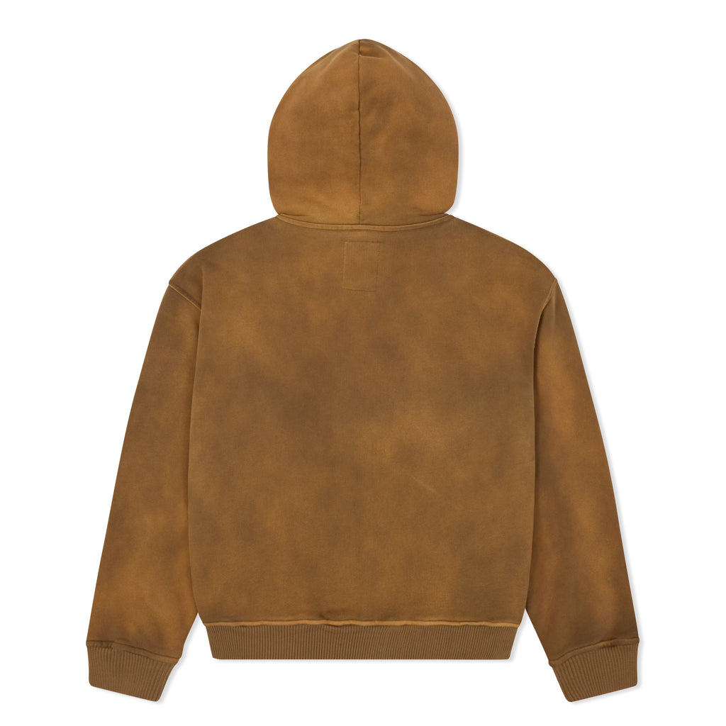 Patchwork Face Heavyweight Zip Up Hoodie [Dark Brown]