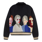 Patchwork Portraits Wool Varsity Jacket [Black]