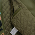 Patchwork Face Leather Varsity Jacket [Green]