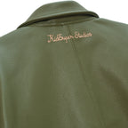 Patchwork Face Leather Varsity Jacket [Green]