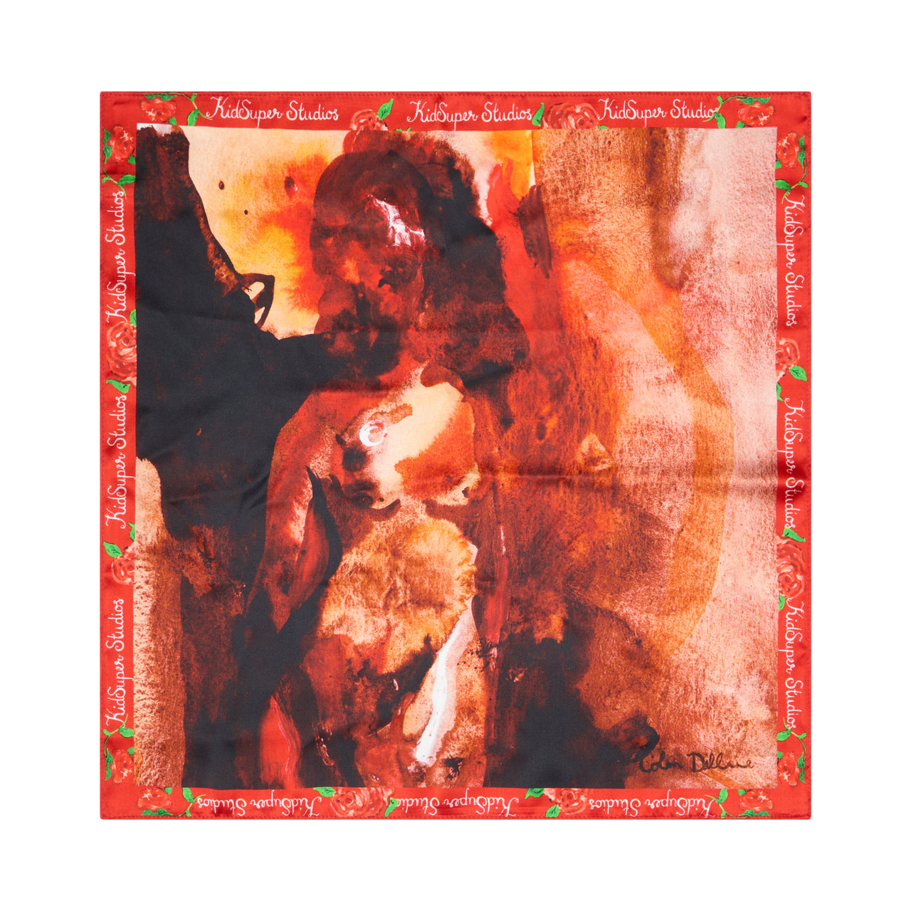 Women Figure Oil Painting Silk Scarf [Red]