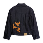 Stripe Dove Denim Jacket [Dark Blue]