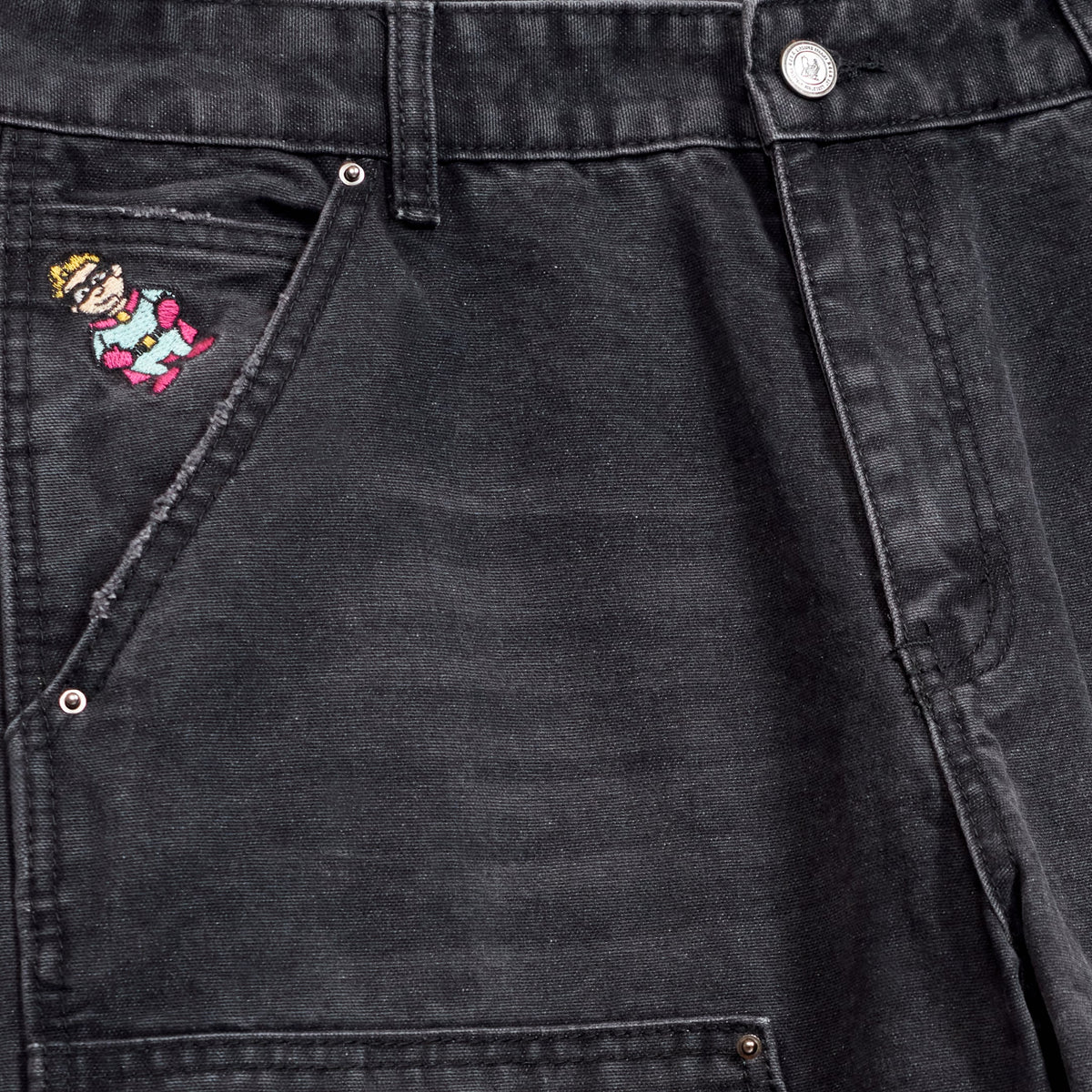 Eye Badge Washed Double Knee Pant [Black]