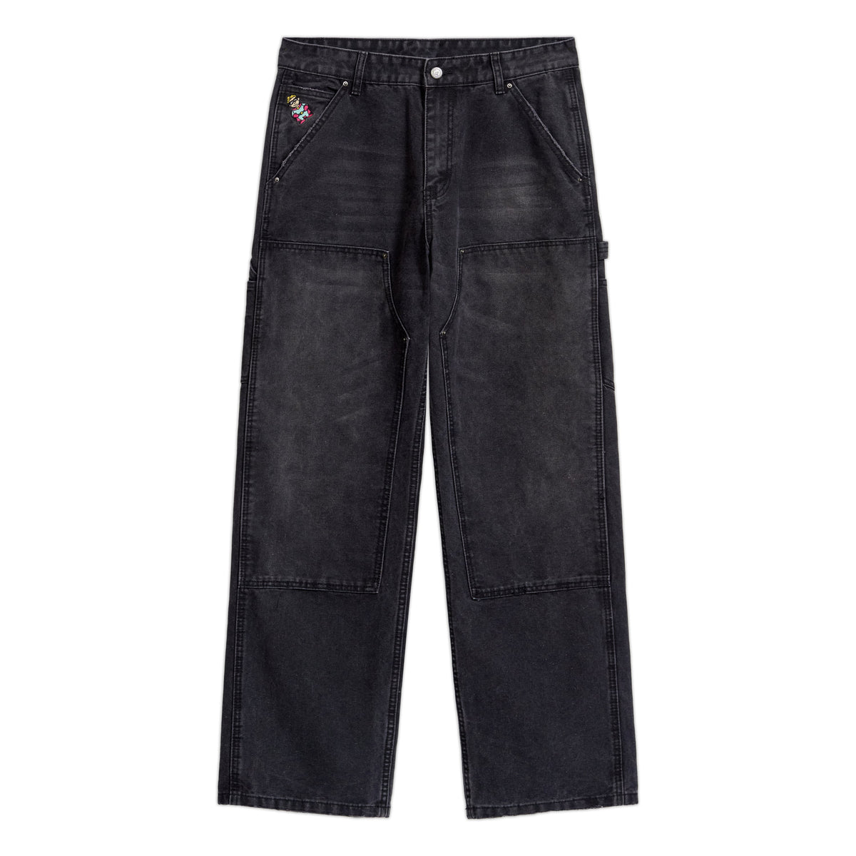 Eye Badge Washed Double Knee Pant [Black]