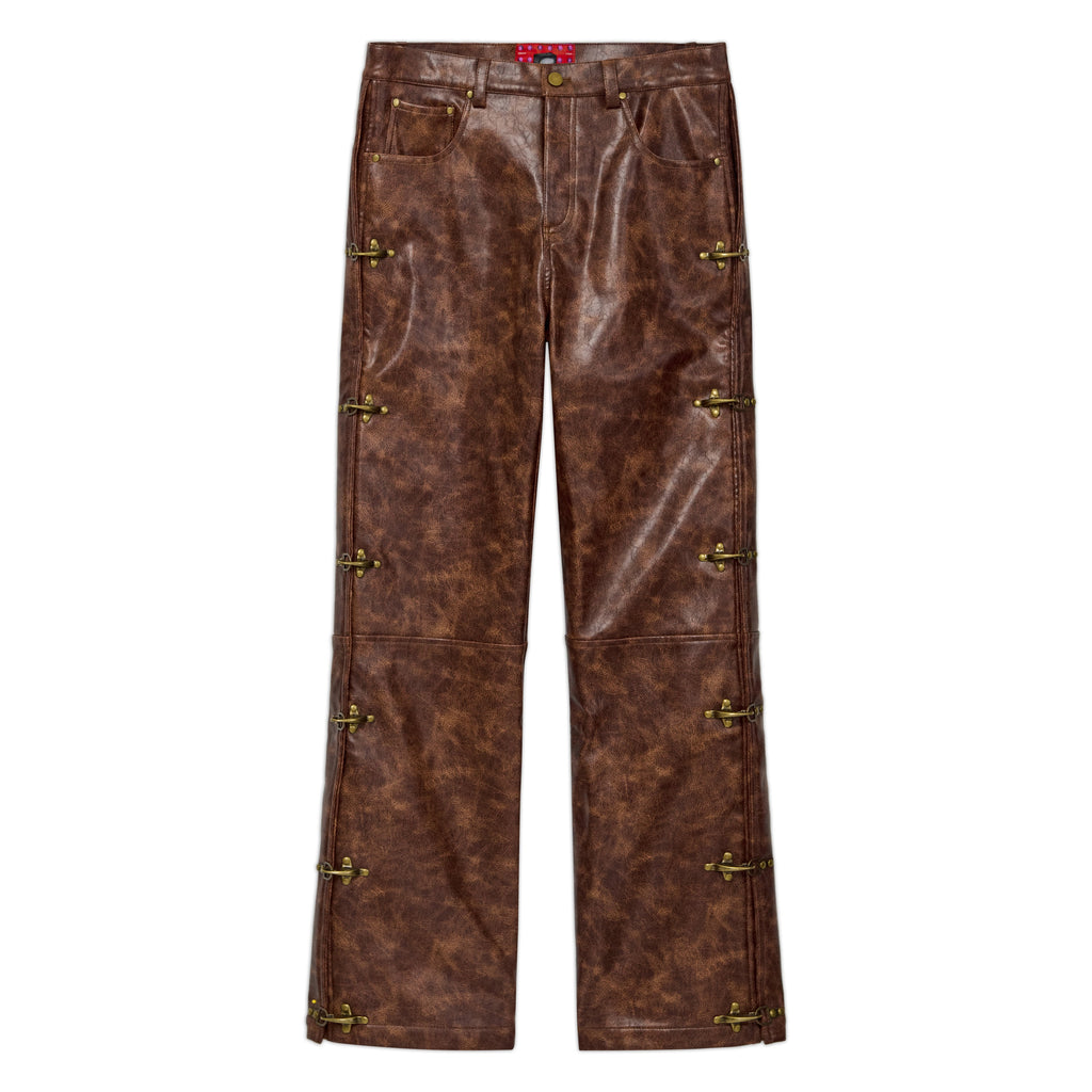 Fireman Clasp Leather Pant [Brown]