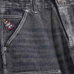 Eye Badge Washed Double Knee Flocked Pant [Washed Gray]