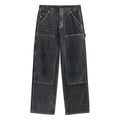 Eye Badge Washed Double Knee Flocked Pant [Washed Gray]