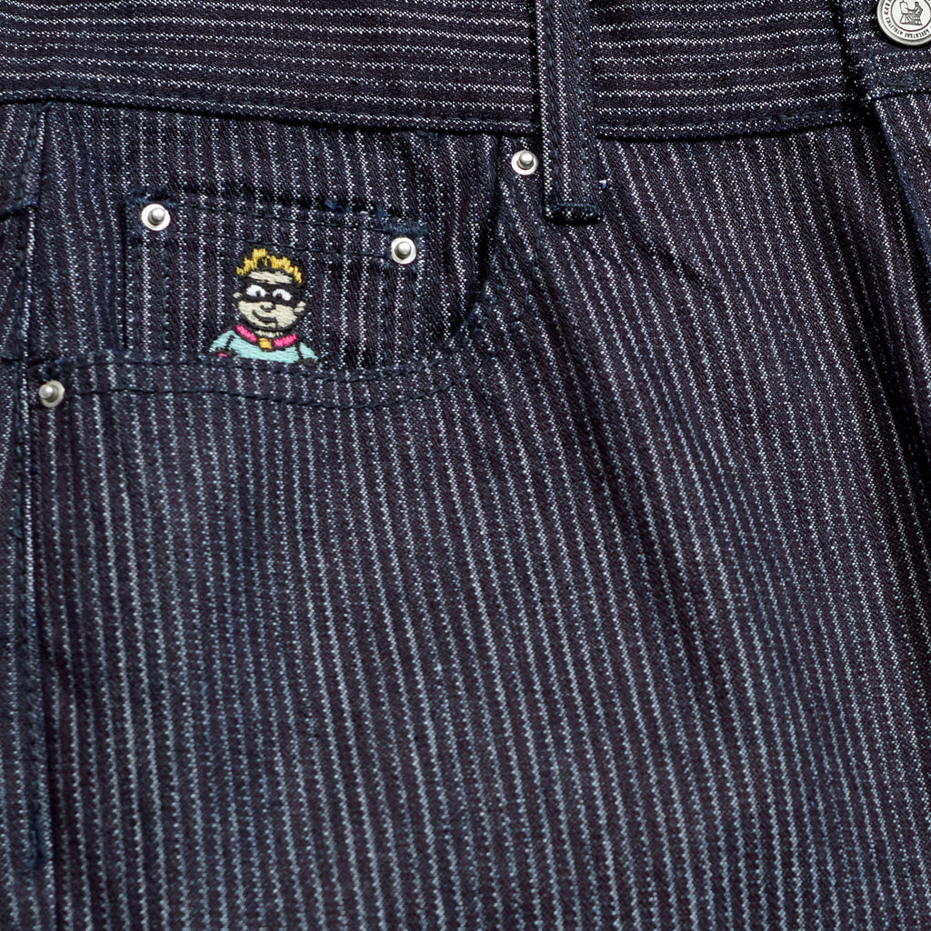 Stripe Dove Denim Pants [Dark Blue]