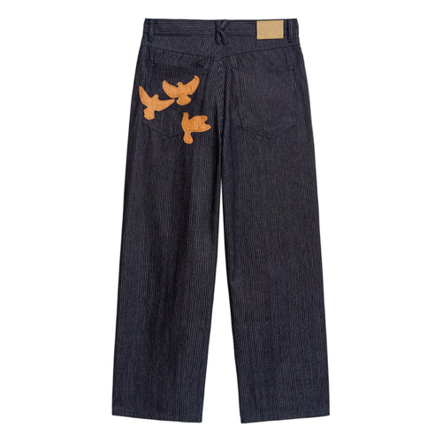 Stripe Dove Denim Pants [Dark Blue]