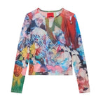 Café de la Printed Mesh Top [Multi]