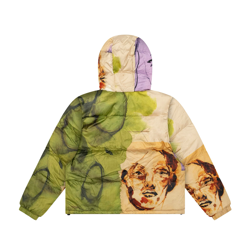 Printed Mismatched Shiny Puffer [Multi]