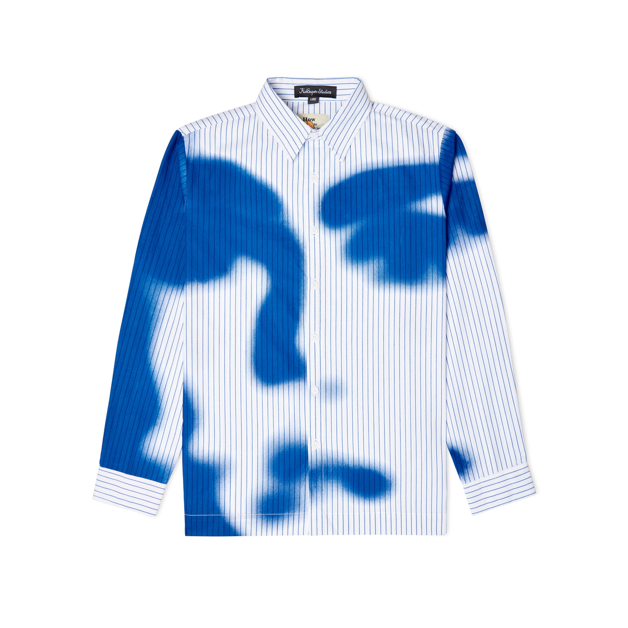 Stripe Blurry Face Button Up [White]