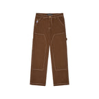 Messy stitched work pants [Brown]