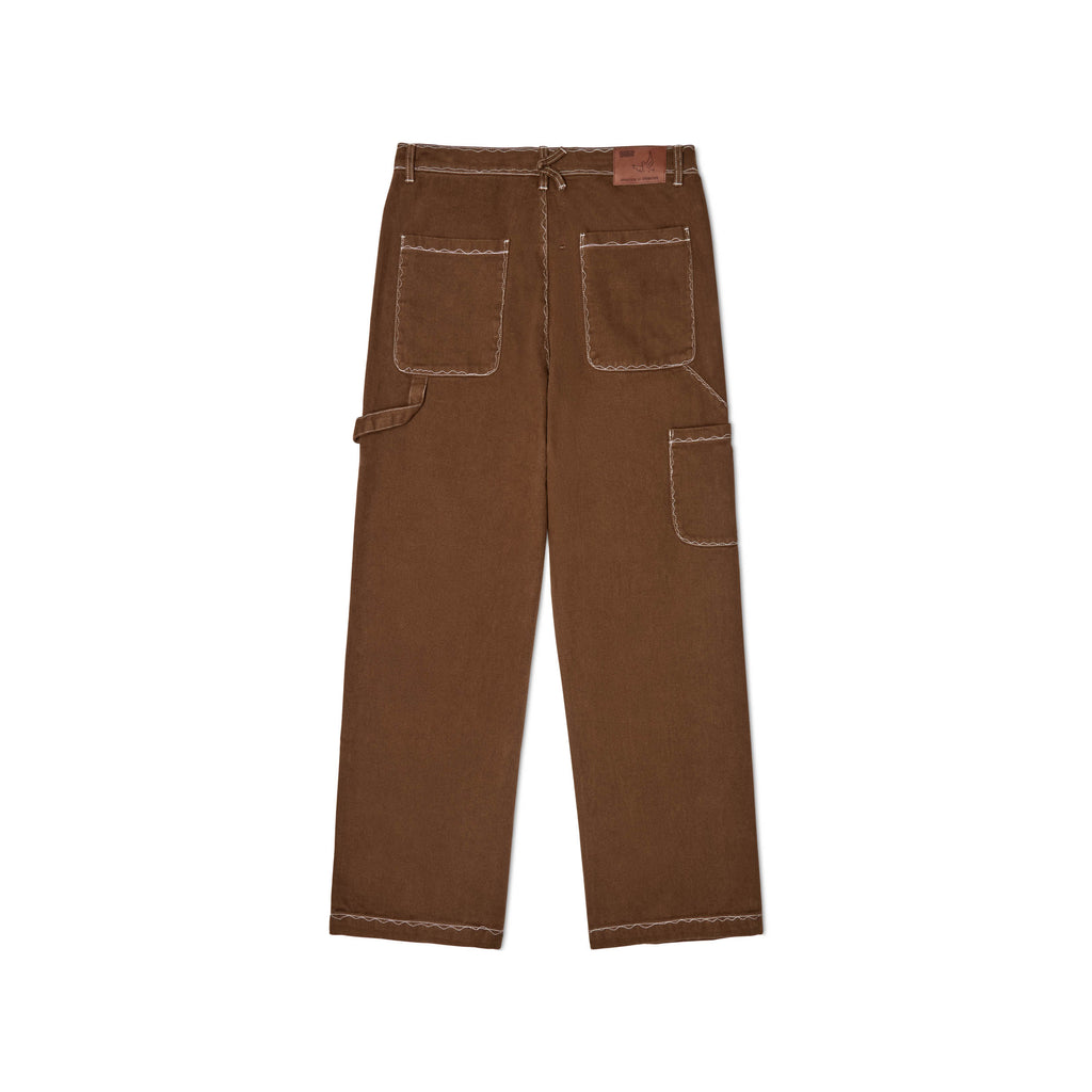 Messy stitched work pants [Brown]