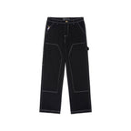 Messy Stitched Work Pants [Black]