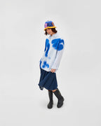 Stripe Blurry Face Button Up [White]