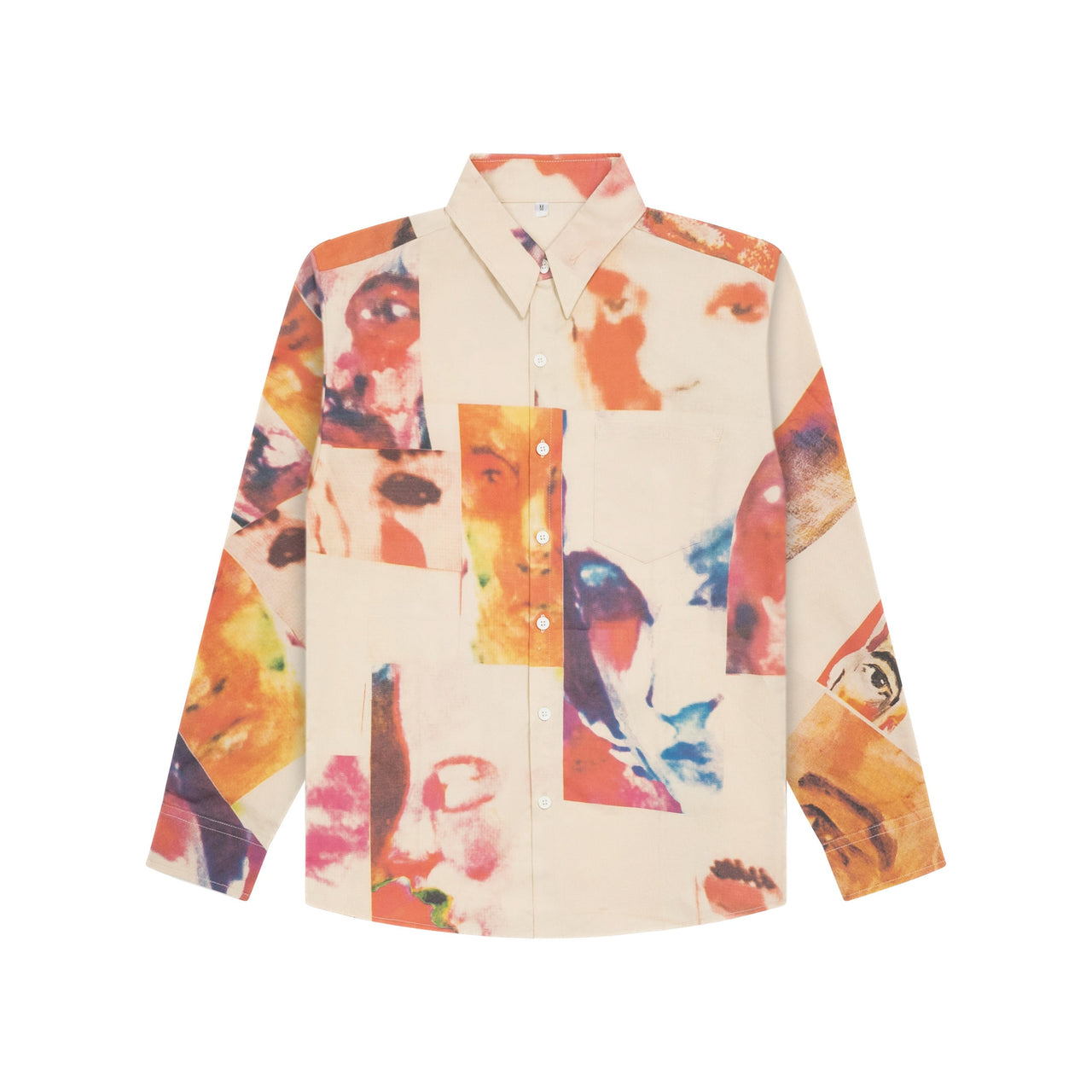 Collage Faces Button Up Shirt [Tan / Multi]