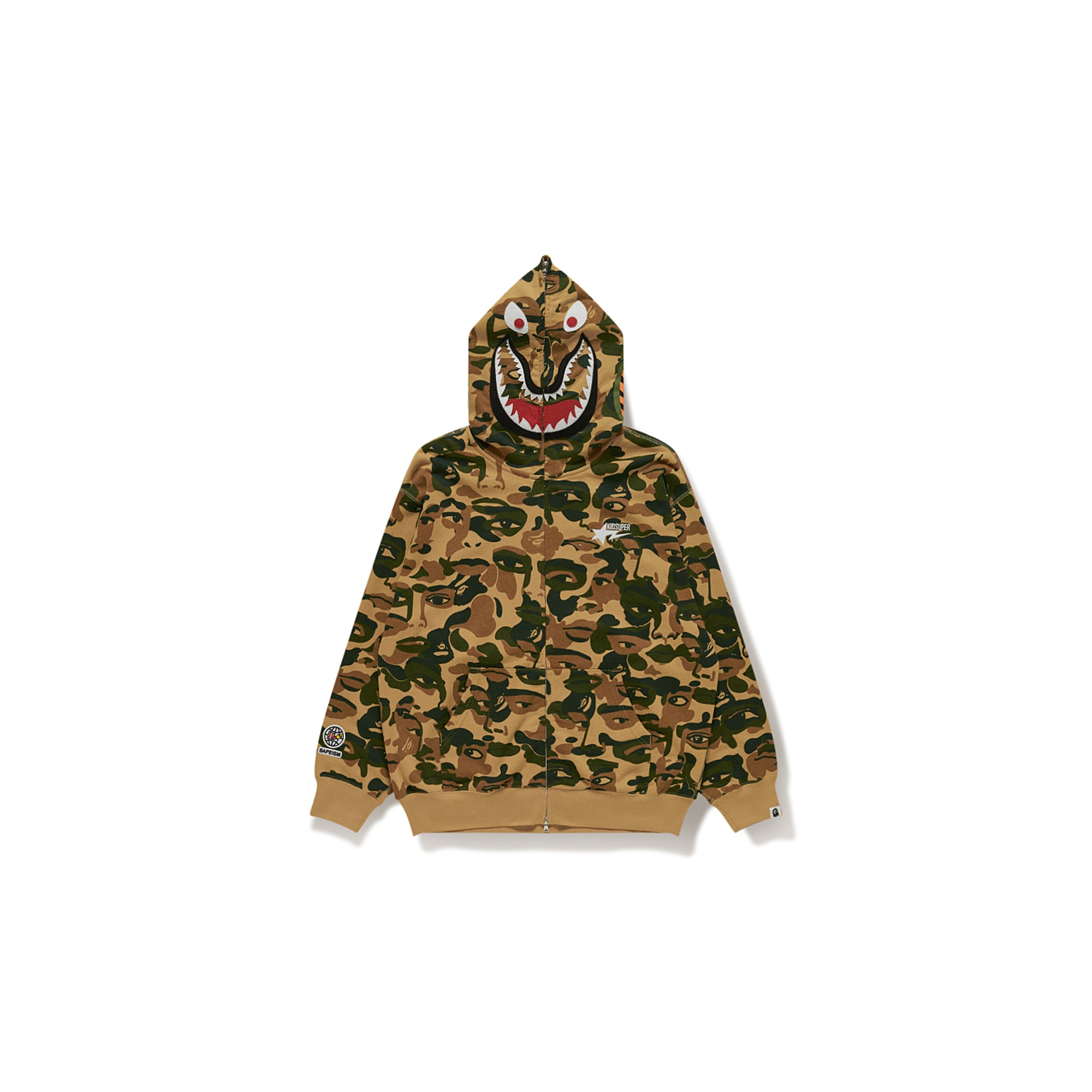 BAPE X KIDSUPER CAMO SHARK FULL ZIP HOODIE [GREEN]
