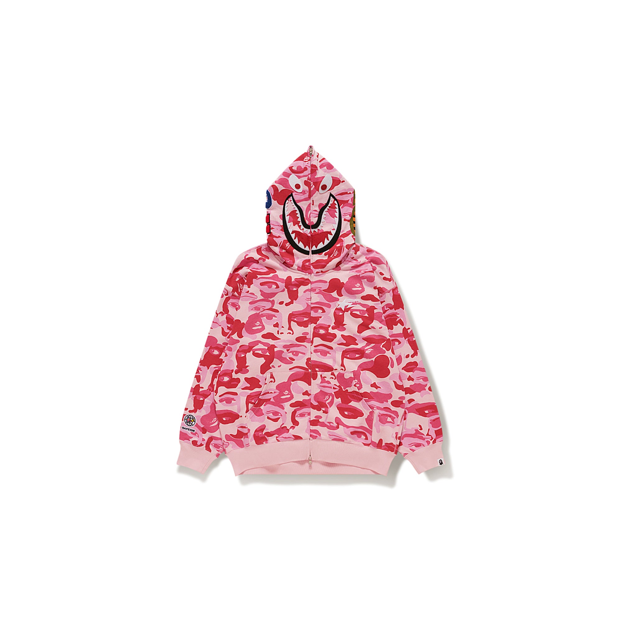 BAPE X KIDSUPER CAMO SHARK FULL ZIP HOODIE [PINK]