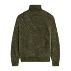 Fuzzy Knit Hatched Face Turtle Neck [Dark Green]