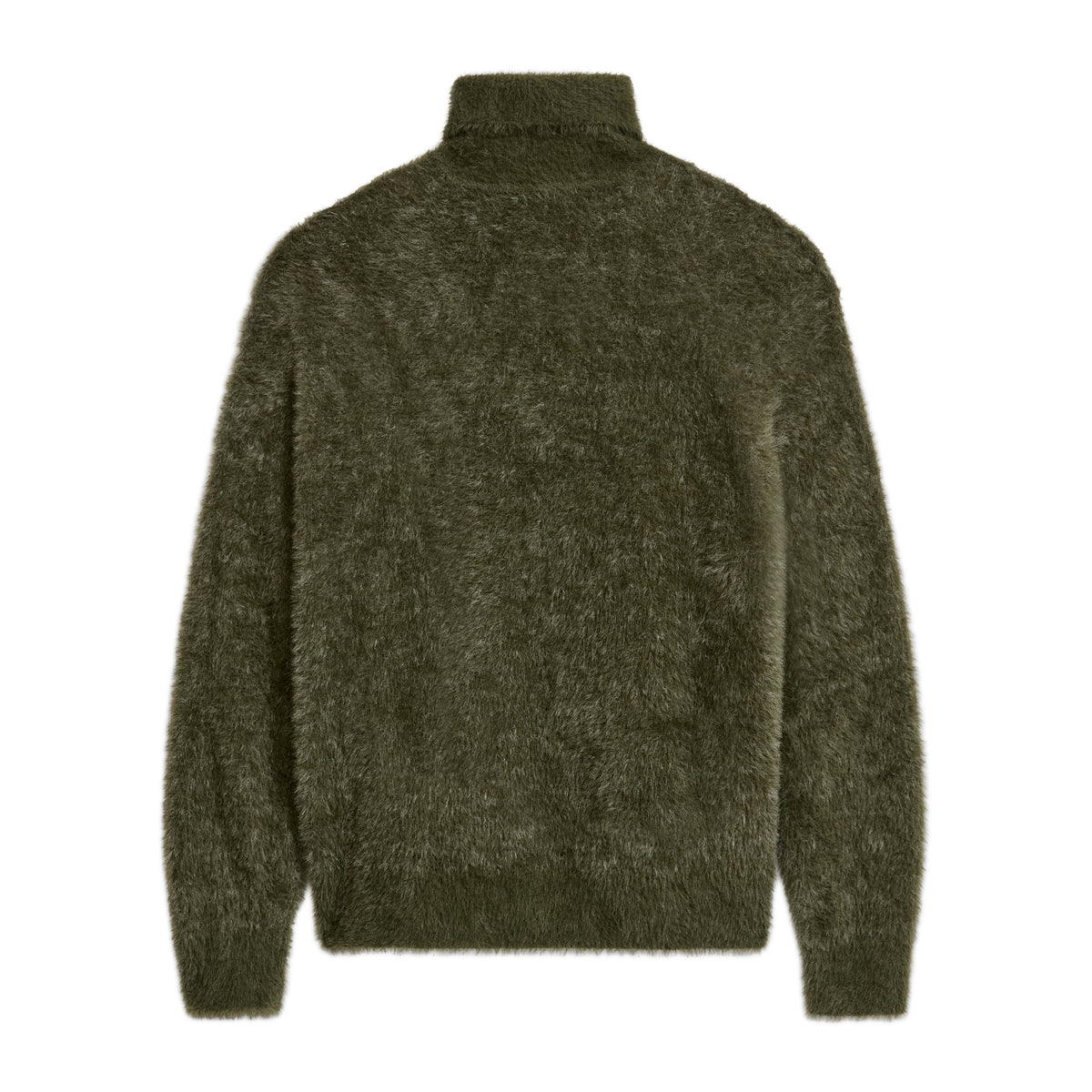 Fuzzy Knit Hatched Face Turtle Neck [Dark Green]