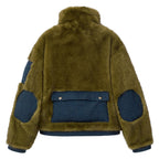 Fur & Herringbone Coat [Green]