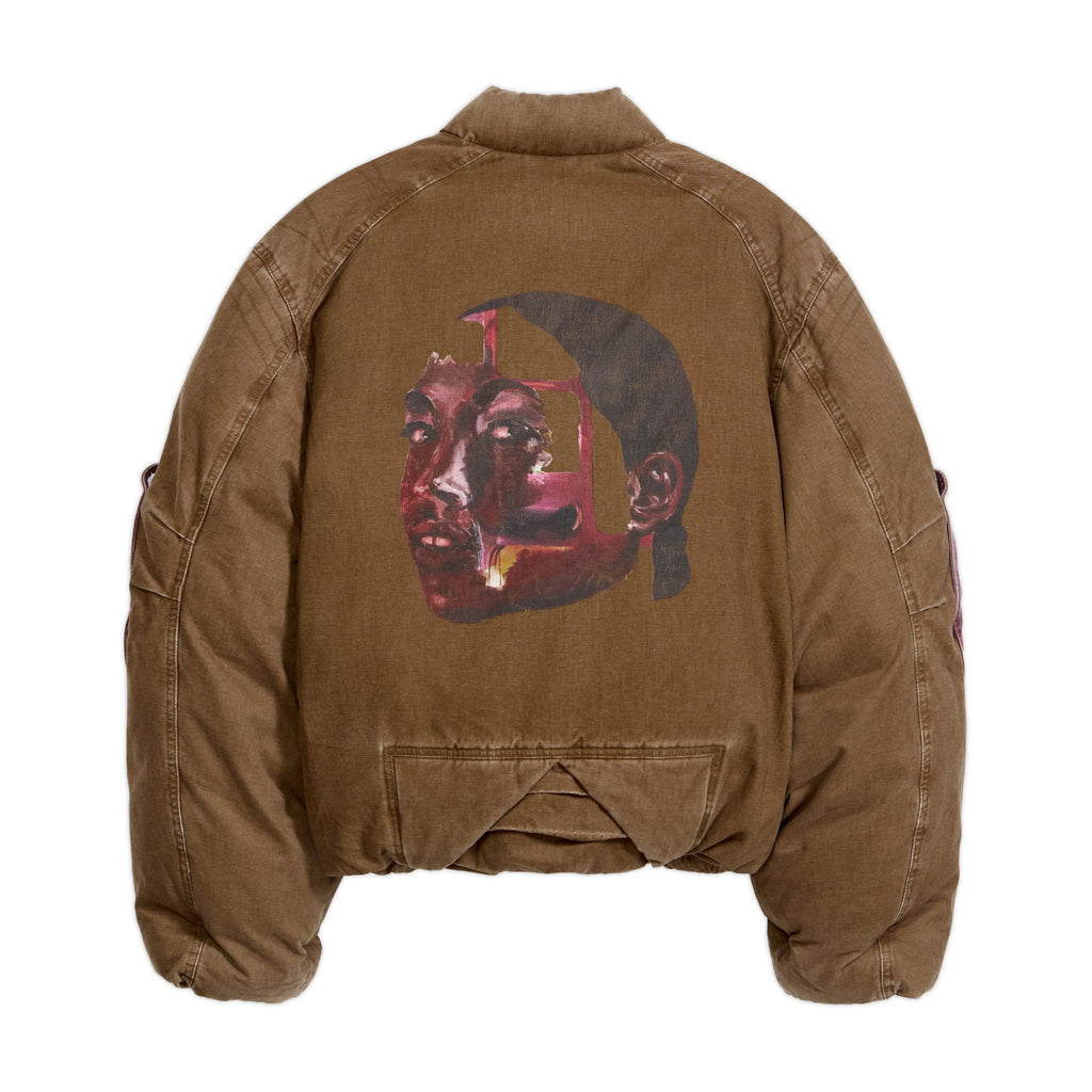 Girl Face Washed Cotton Bomber [Brown]