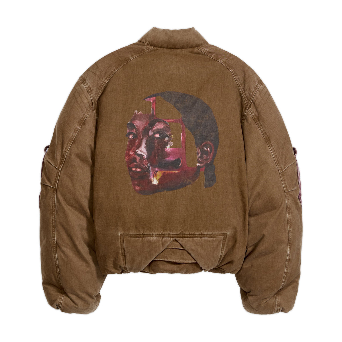 Girl Face Washed Cotton Bomber [Brown]