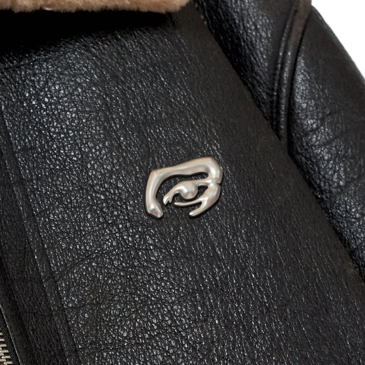 Distressed Shearling Coat [Black]