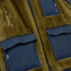 Fur & Herringbone Coat [Green]