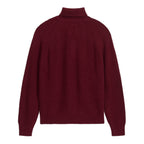 Rib Knit Flower Embroidered Turtle Neck [Red]