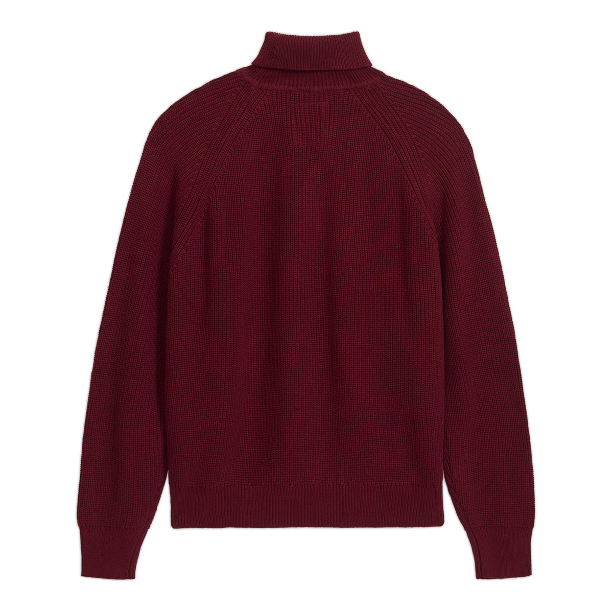 Rib Knit Flower Embroidered Turtle Neck [Red]