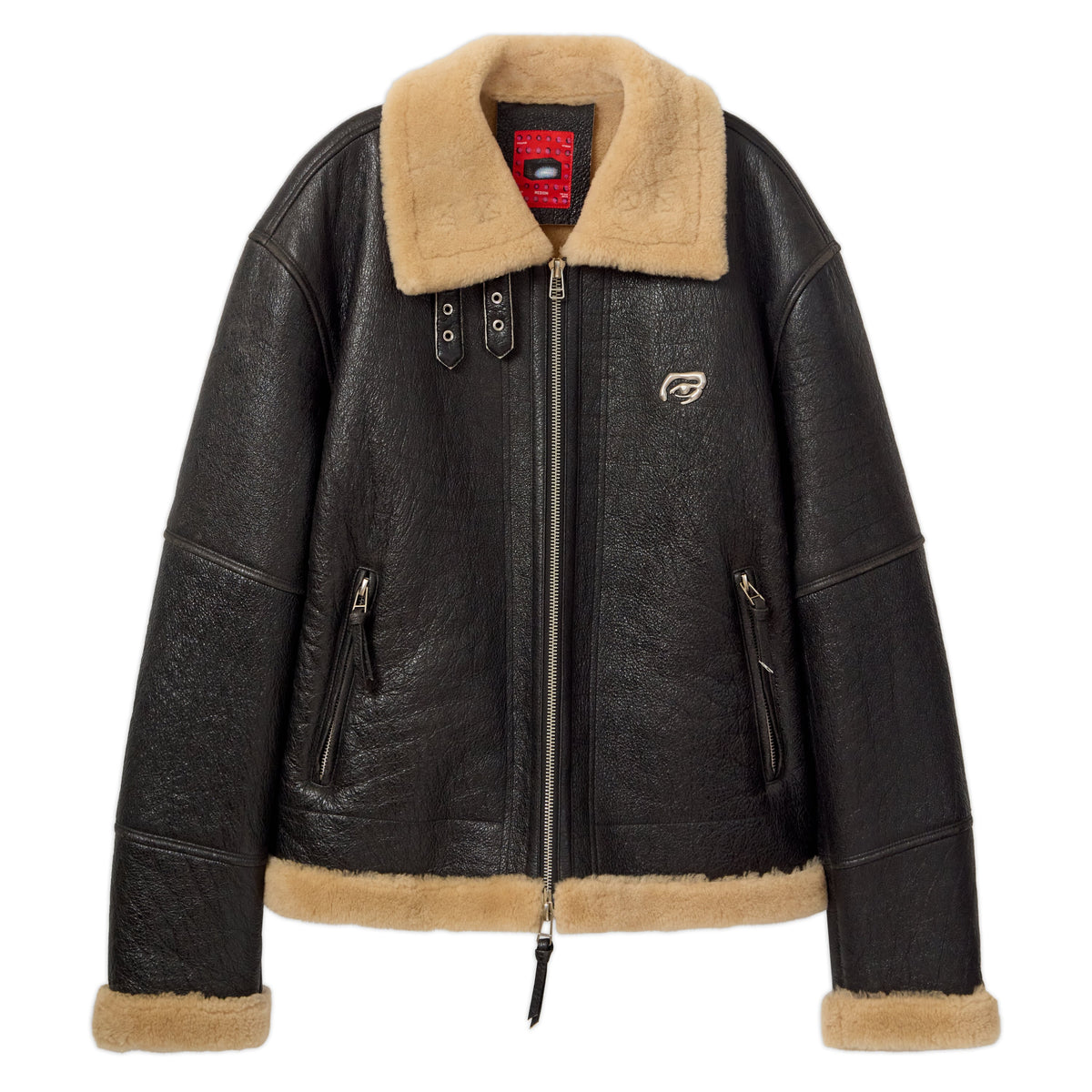 Distressed Shearling Coat [Black]