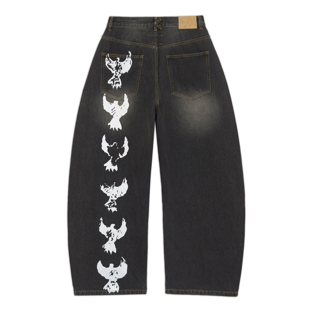 Dove Printed Barrel Pant [Black]