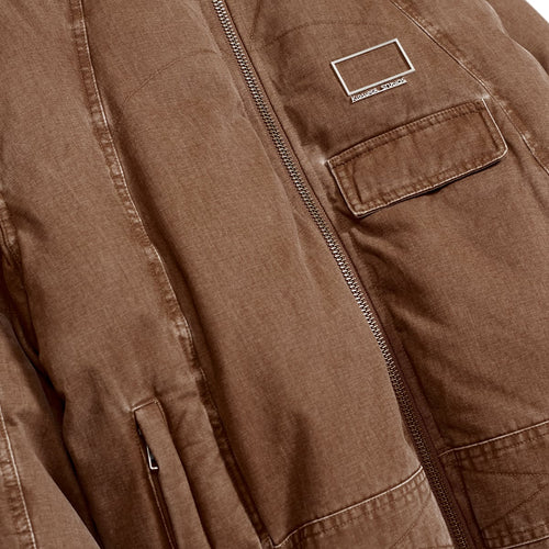 Girl Face Washed Cotton Bomber [Brown]