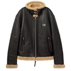 Distressed Shearling Coat [Black]