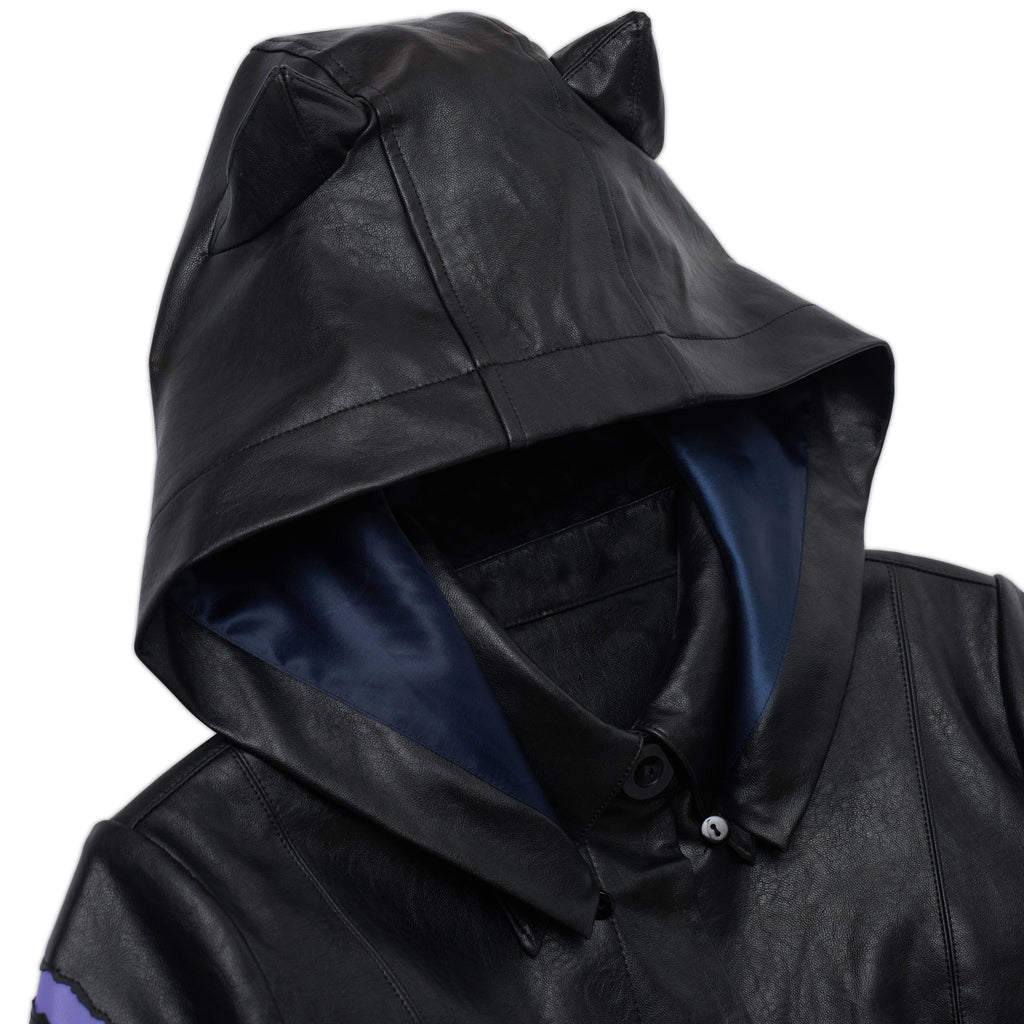 Catwoman Leather Trench [Black] – hood detail